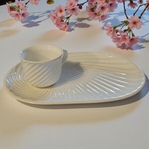 NWT Vtg 50's Neuwirth Portugal Swirl Porcelain Snack Tea Cup/Serving Plate